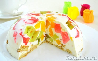 Торт битое стекло с фруктами