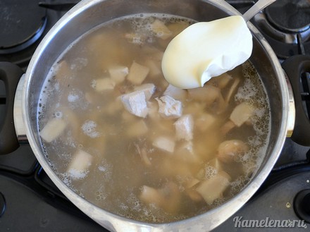 Суп с шампиньонами и плавленым сыром