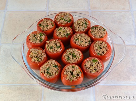 Фаршированные помидоры в духовке с мясным фаршем, пошаговый ре�цепт с фото на 323 ккал