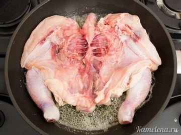 Цыпленок-табака на сковороде под прессом - рецепт с фото | Волшебная пластиковыеокнавтольятти.рф